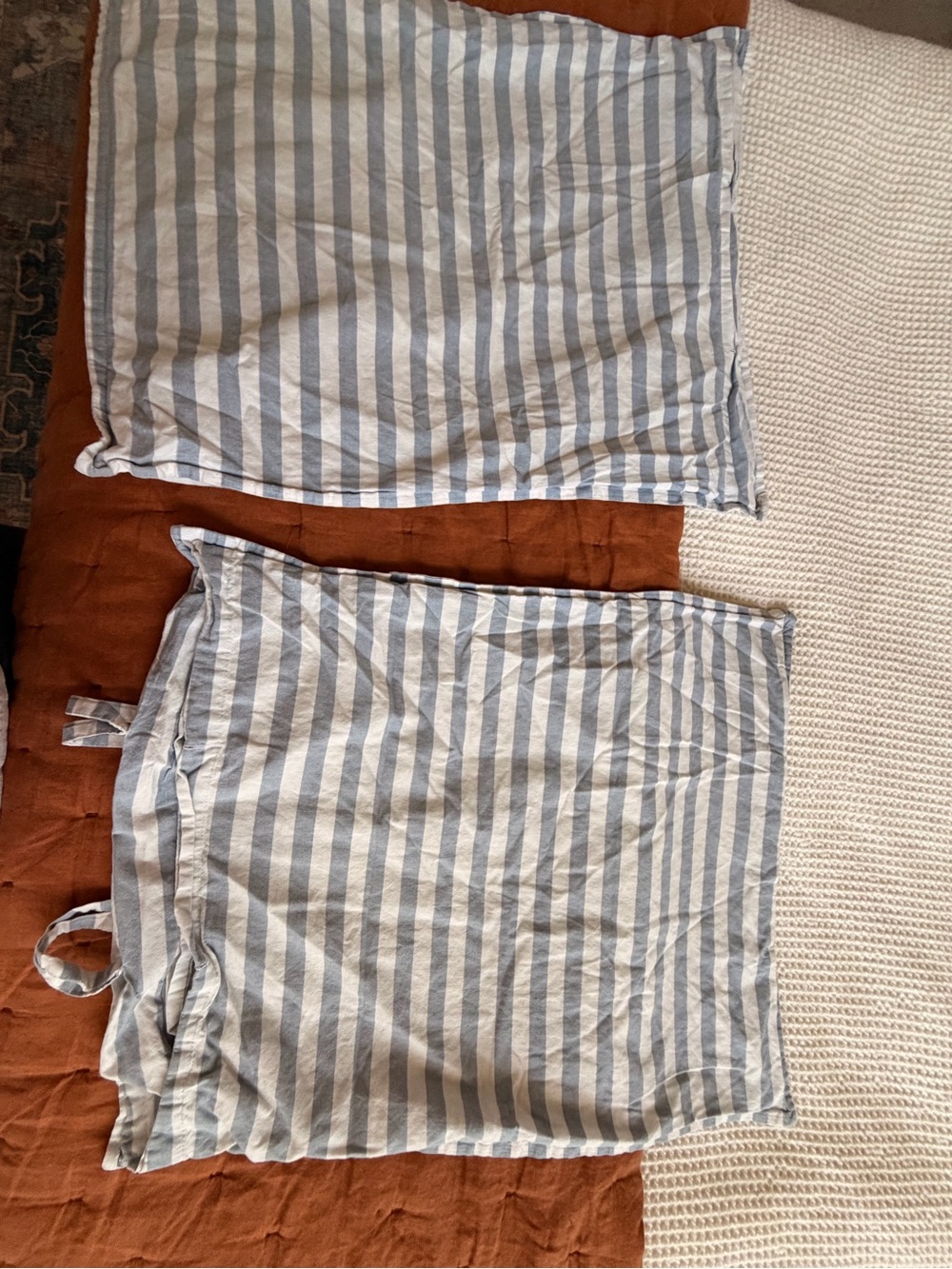 Ralph Lauren Light Blue and White Striped Pillowcases